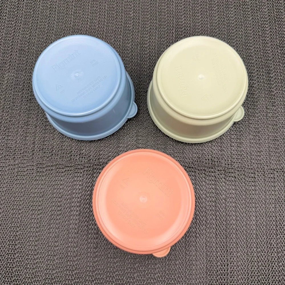 Figmint 3pc Small Round Food Storage Containers Set Pastel Blue Green Peach BPA